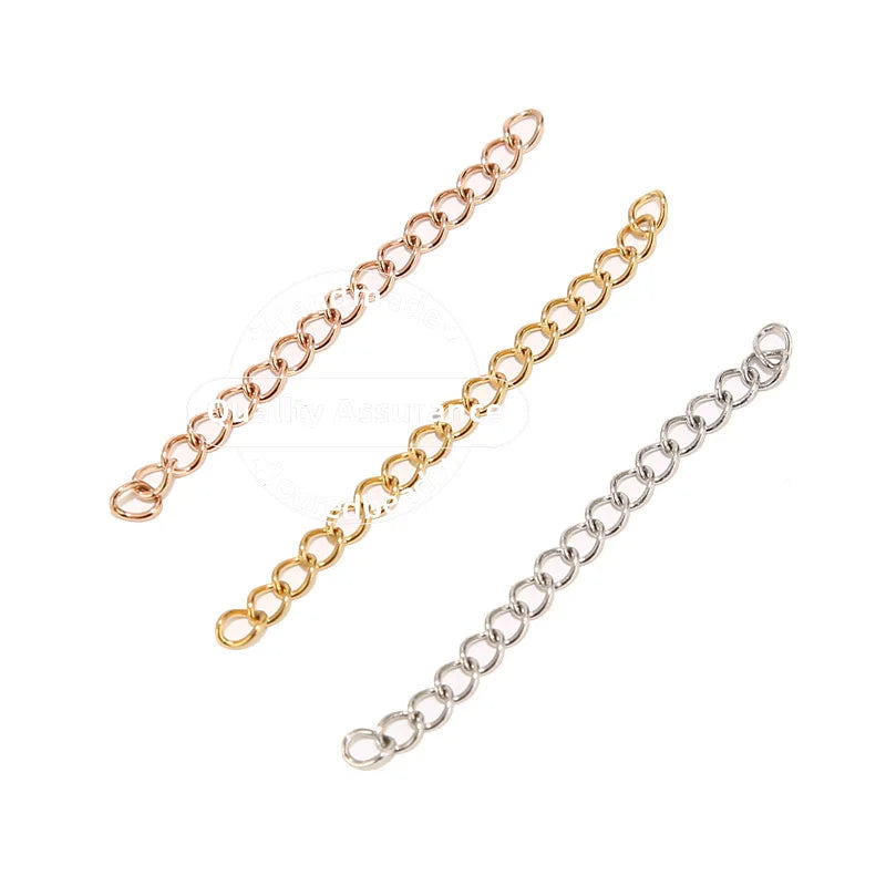 Stainless Steel Necklace Extender — 50 Piece Jewelry Making Tail Chain Set