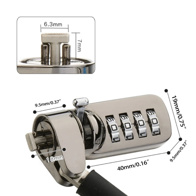 Anti-Theft Cable Lock — Secure Digital Equipment Protector, Black