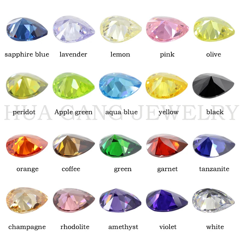 Pear Shape Cubic Zirconia Loose Stones — Brilliant Cut Synthetic Gems for Jewelry Making