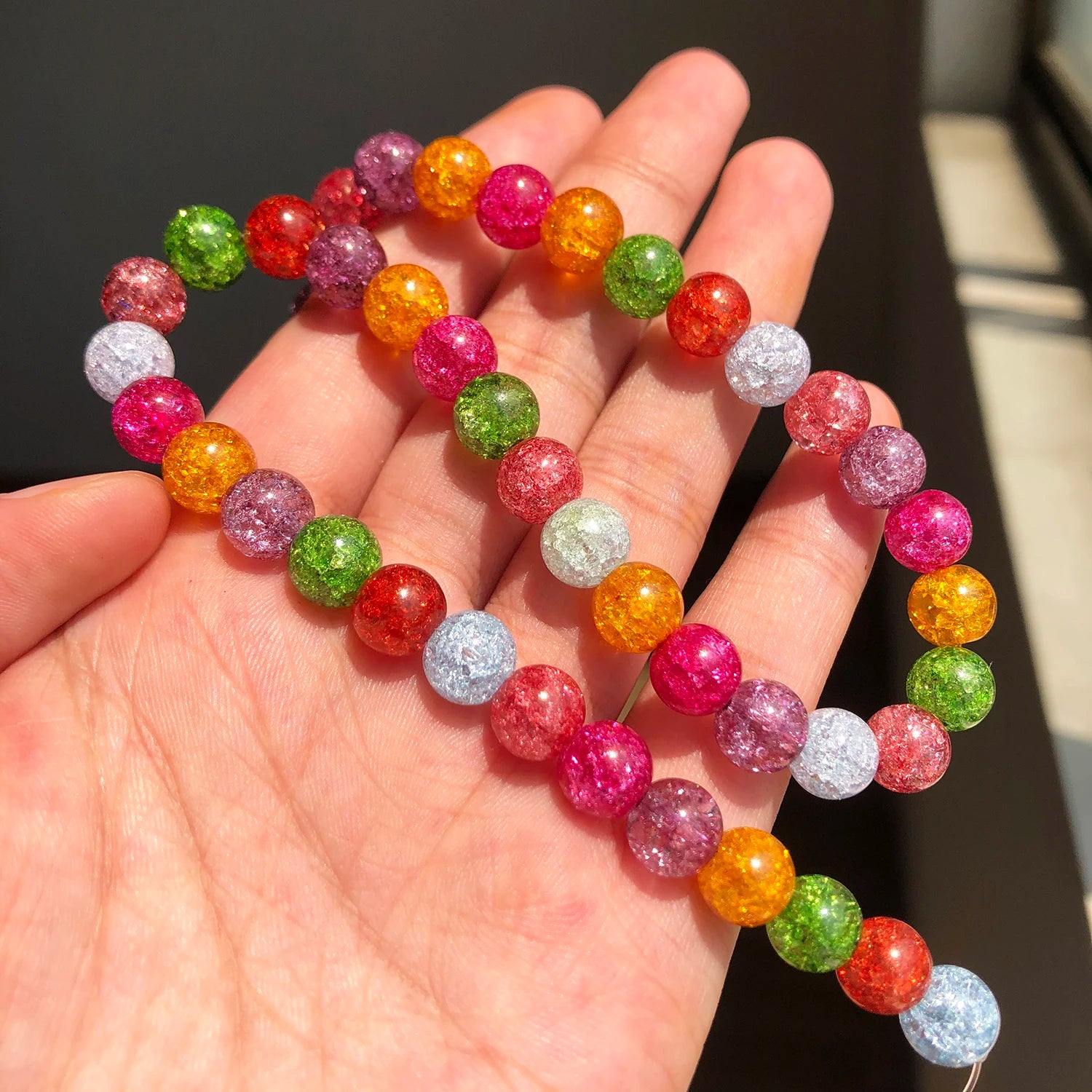 White Cracked Crystal Beads — Round Loose Spacer Beads for DIY Jewelry
