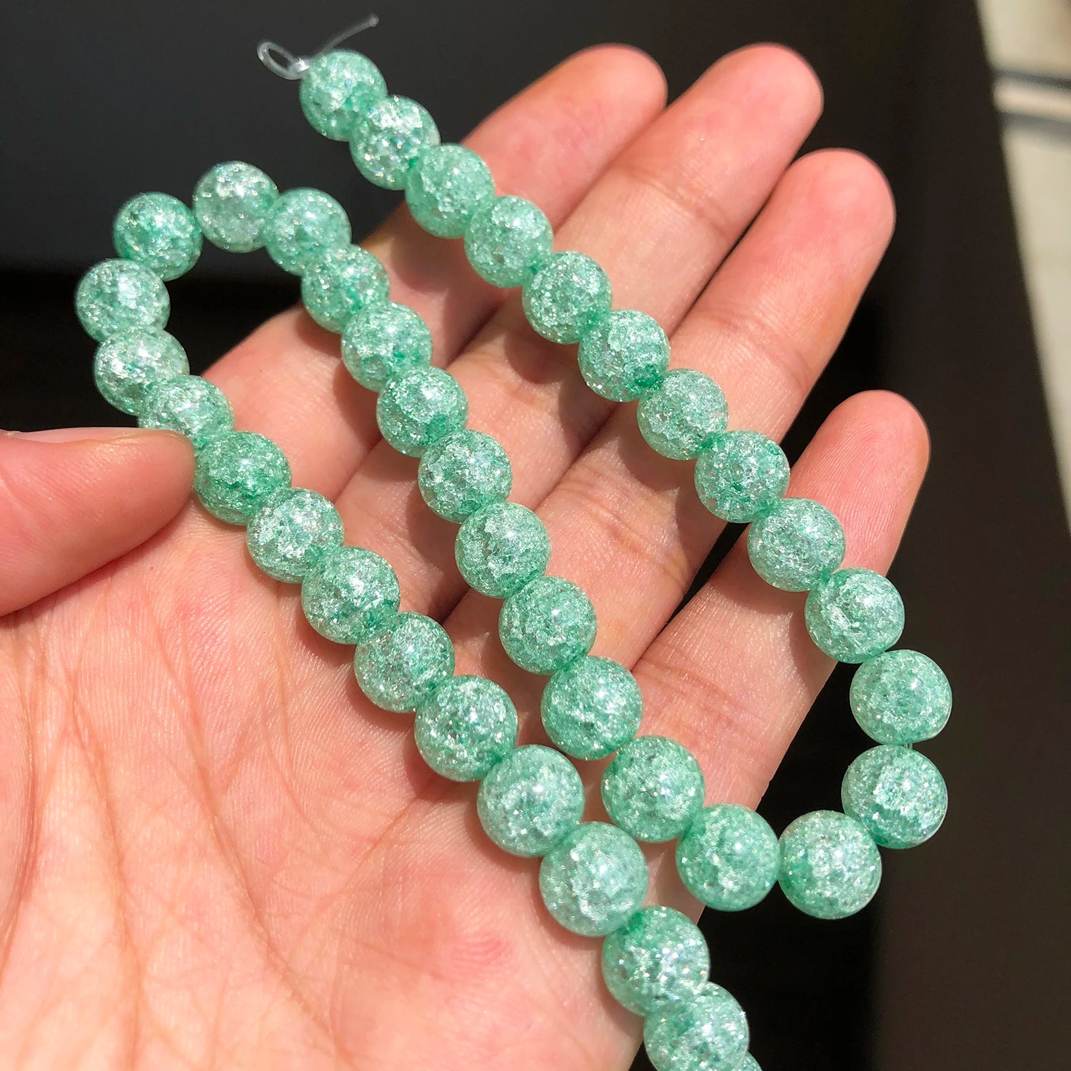 White Cracked Crystal Beads — Round Loose Spacer Beads for DIY Jewelry