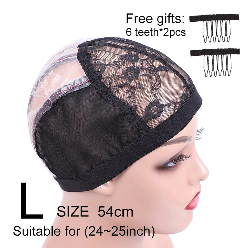 plussign Wig Net Cap Set — Breathable Mesh Weaving Cap with Hair Combs