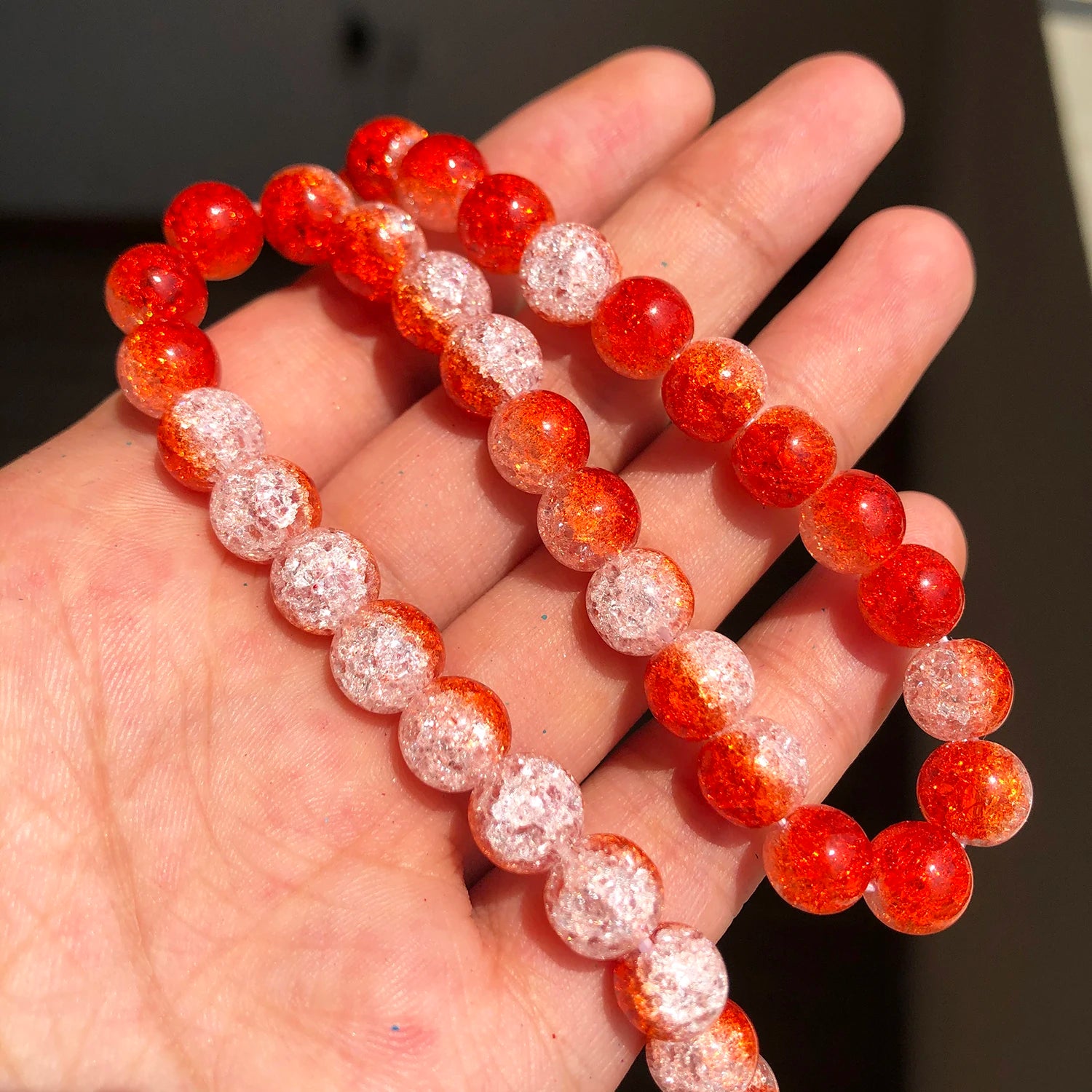 White Cracked Crystal Beads — Round Loose Spacer Beads for DIY Jewelry