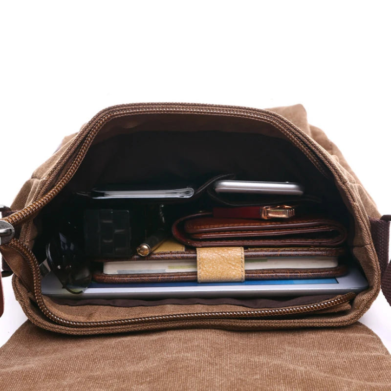 TOURISTGEAR Men's Canvas Messenger Bag — Vintage Crossbody Shoulder Bag