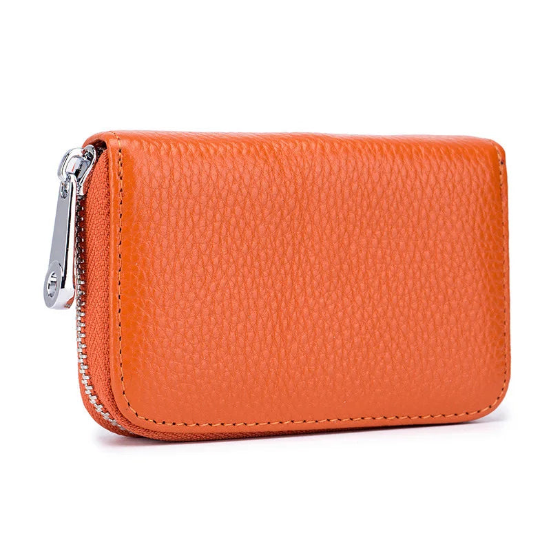 famicare Genuine Leather Mini Wallet — RFID Protected Card Holder & Coin Purse