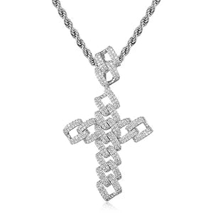 ICEOUTBOX Rotatable Cross Pendant — Hip Hop Cubic Zirconia Necklace
