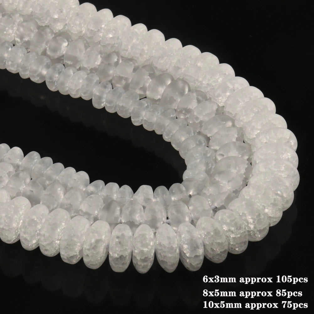 White Cracked Crystal Beads — Round Loose Spacer Beads for DIY Jewelry