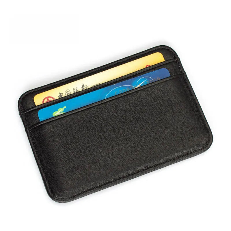 Slim Sheepskin Genuine Leather Wallet — Minimalist Card & ID Holder