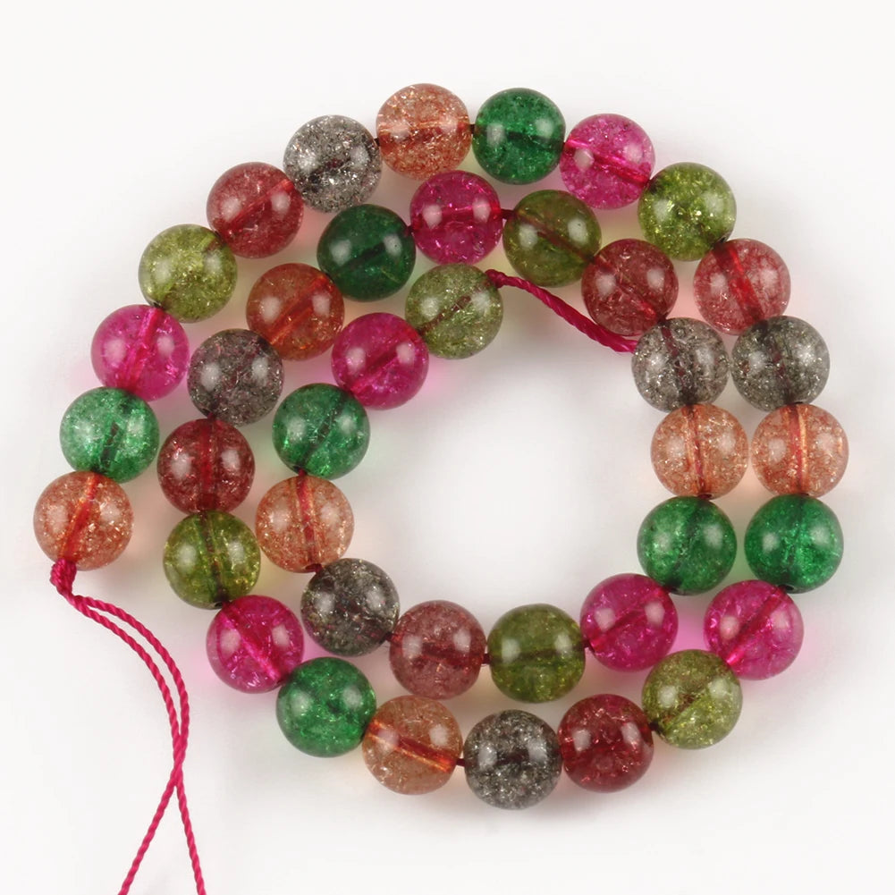 White Cracked Crystal Beads — Round Loose Spacer Beads for DIY Jewelry