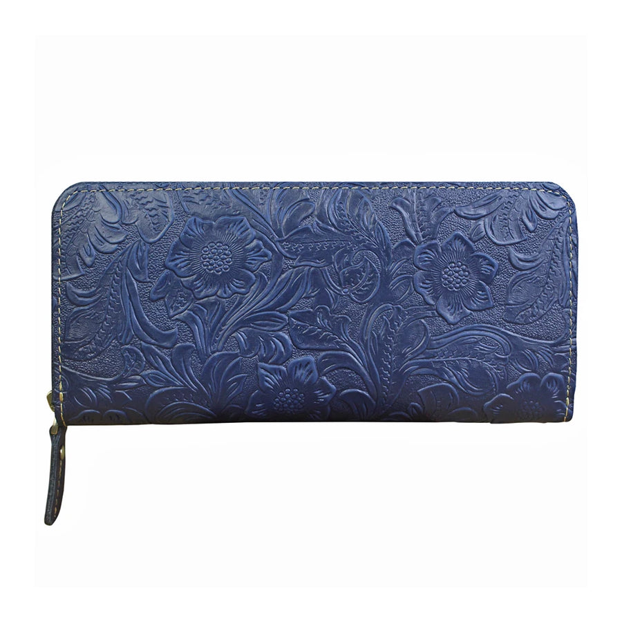 FANGUO Embossed Genuine Leather Long Wallet — Large Capacity Organizer