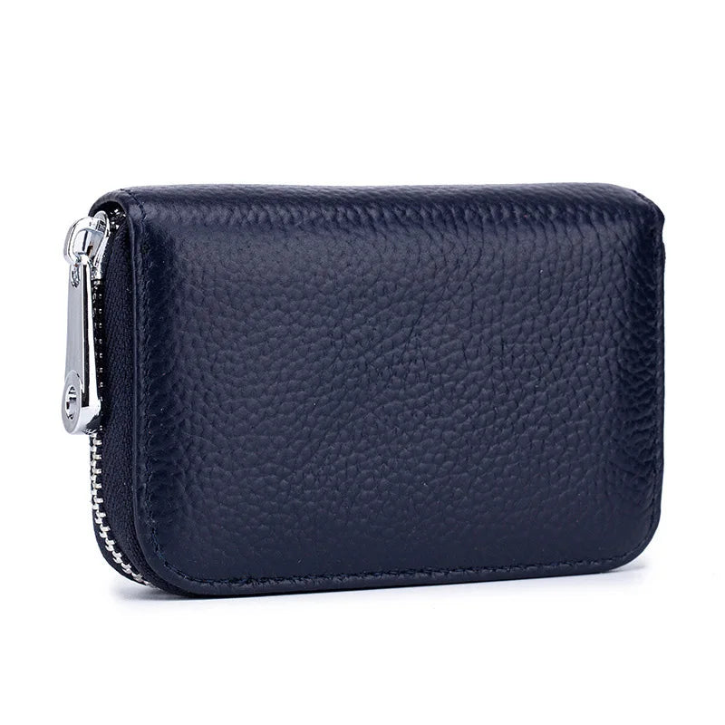 famicare Genuine Leather Mini Wallet — RFID Protected Card Holder & Coin Purse