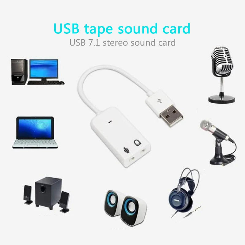 WYMECT USB Sound Card — Virtual 7.1 3D Audio Adapter for PC & Laptop