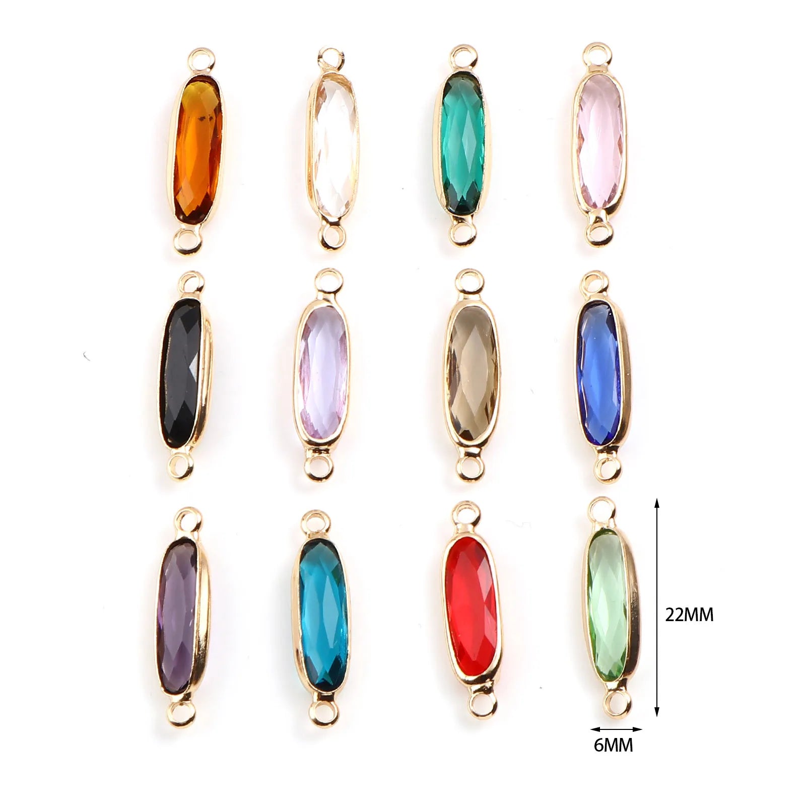 DoreenBeads Oval Glass Connectors — Gold Color Jewelry Findings for DIY Necklaces