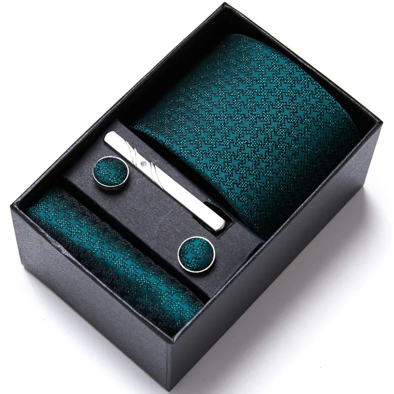 VanGise Men's Necktie Set — Business Tie, Cufflinks, and Pocket Square Kit