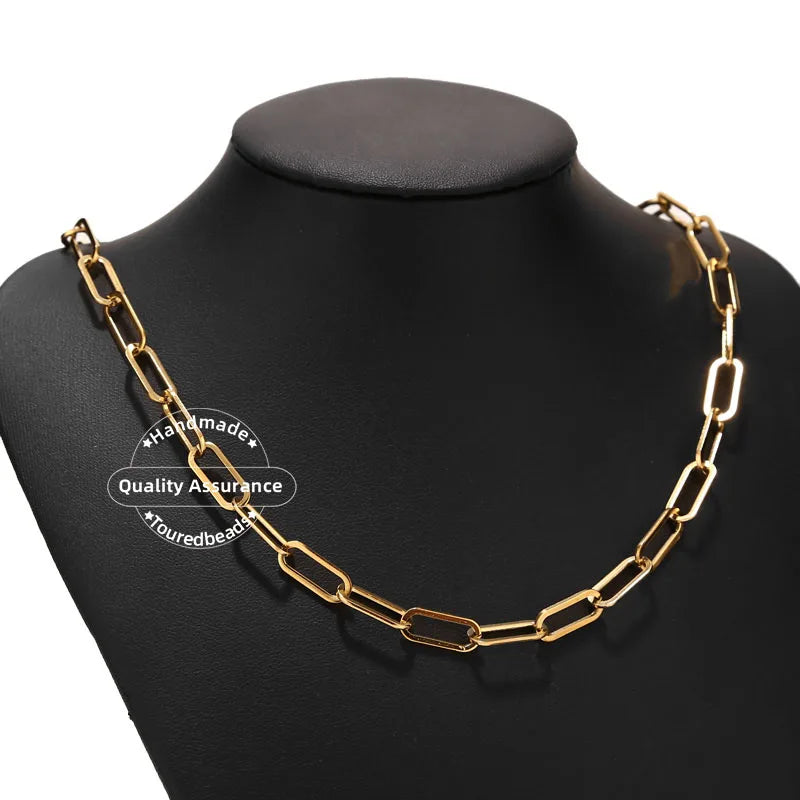 Stainless Steel Paperclip Chain — 6.5mm Flat Oval Cable for Jewelry Making