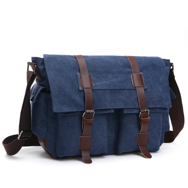 TOURISTGEAR Men's Canvas Messenger Bag — Vintage Crossbody Shoulder Bag