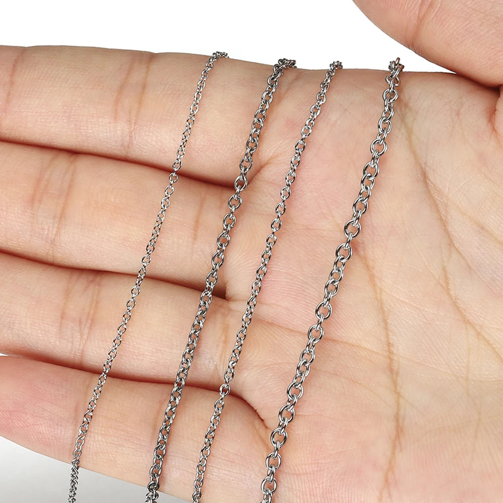 MINGXUAN Stainless Steel O Shape Link Chain — 10M Roll for DIY Jewelry Making