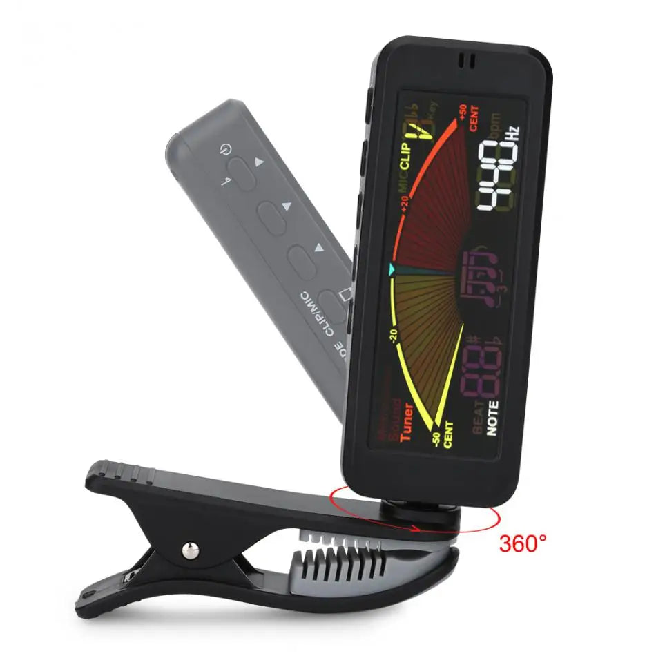 Digital Clip-On Guitar Tuner — 3-in-1 Chromatic Tuner, Metronome & Tone Generator