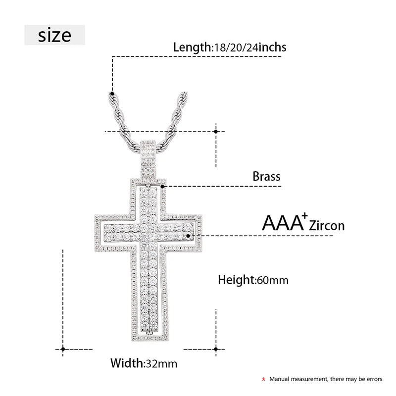 ICEOUTBOX Rotatable Cross Pendant — Hip Hop Cubic Zirconia Necklace