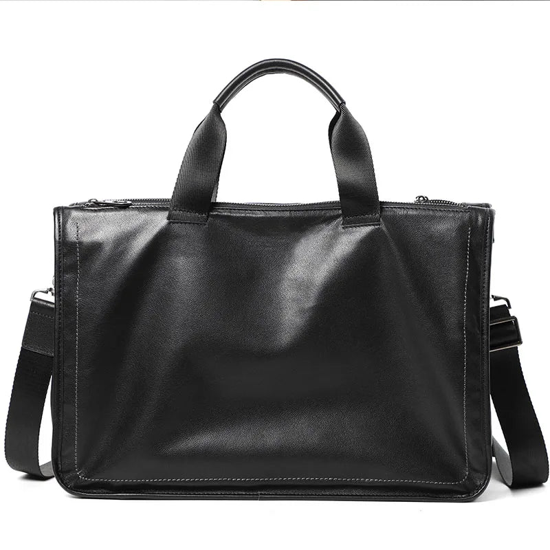 HEVRAOS Genuine Leather Briefcase — Large 15 Inch Laptop Shoulder Bag