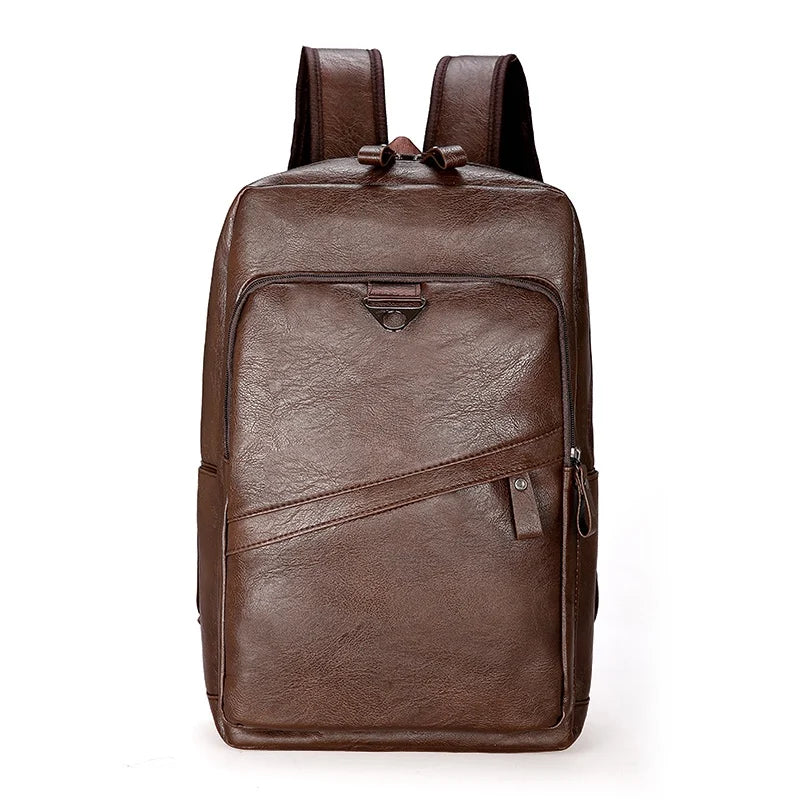 DIDA BEAR Men's PU Leather Backpack — Large Capacity Laptop Rucksack