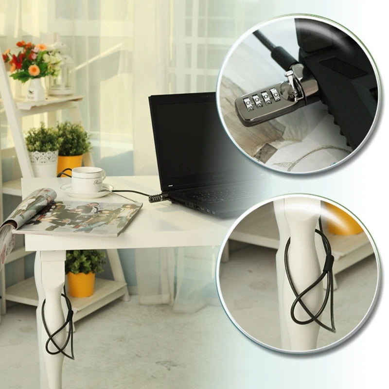Anti-Theft Cable Lock — Secure Digital Equipment Protector, Black