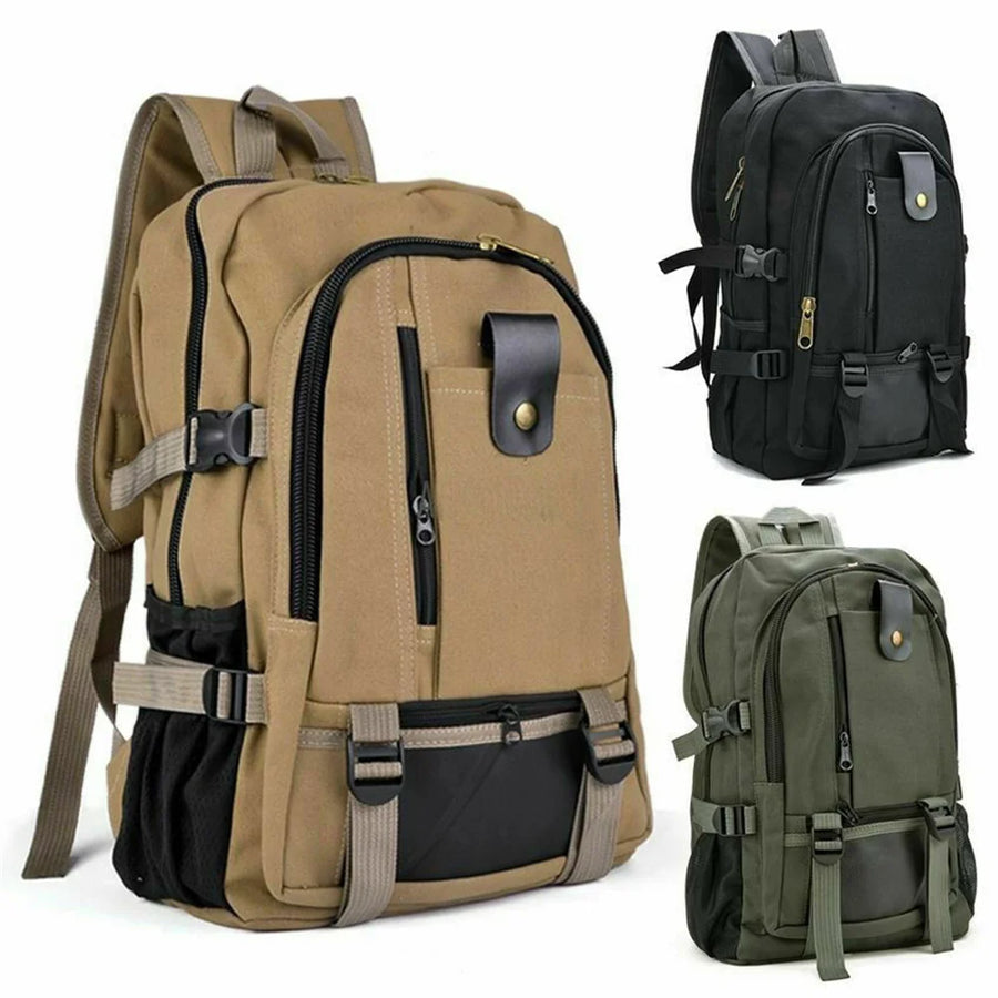 Canvas Travel Backpack — Large Capacity Outdoor Daypack for Hiking