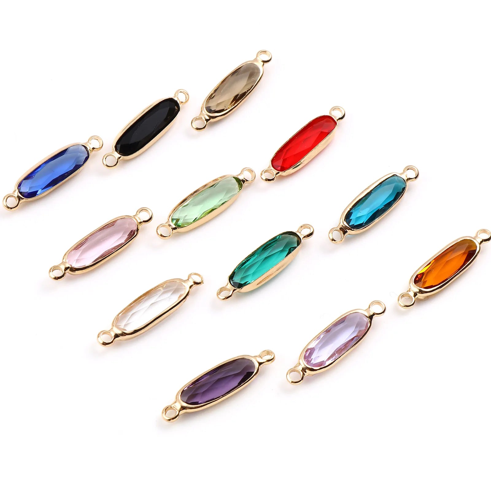 DoreenBeads Oval Glass Connectors — Gold Color Jewelry Findings for DIY Necklaces