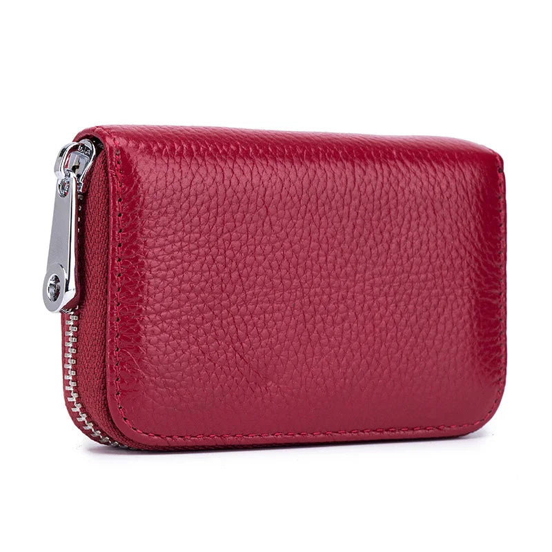 famicare Genuine Leather Mini Wallet — RFID Protected Card Holder & Coin Purse