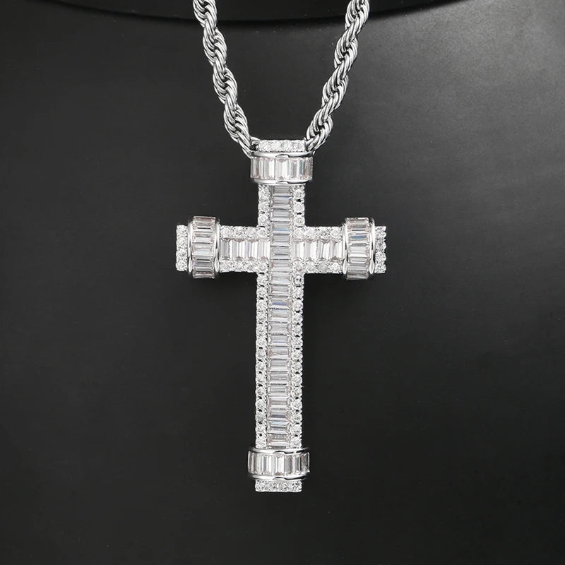 ICEOUTBOX Rotatable Cross Pendant — Hip Hop Cubic Zirconia Necklace