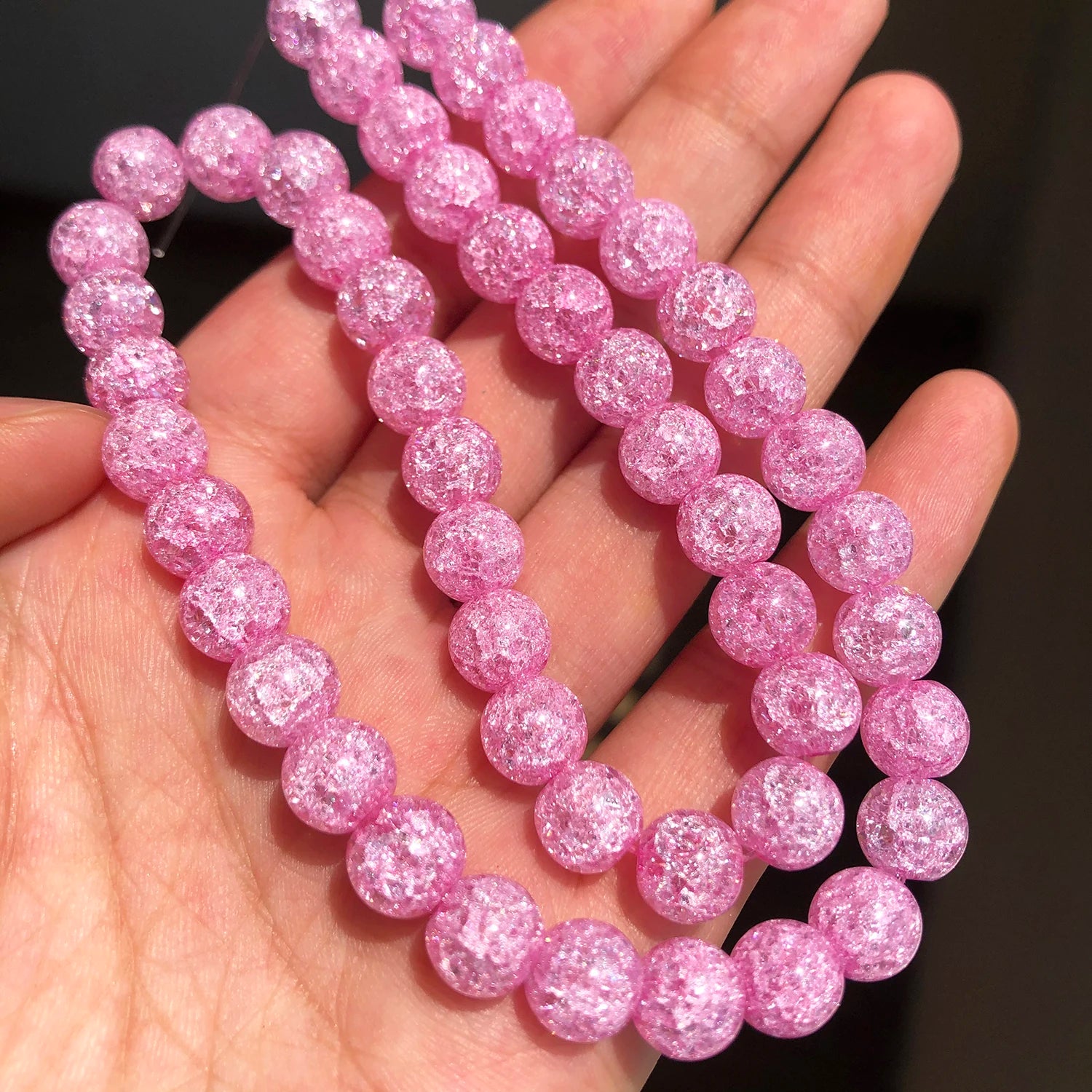 White Cracked Crystal Beads — Round Loose Spacer Beads for DIY Jewelry