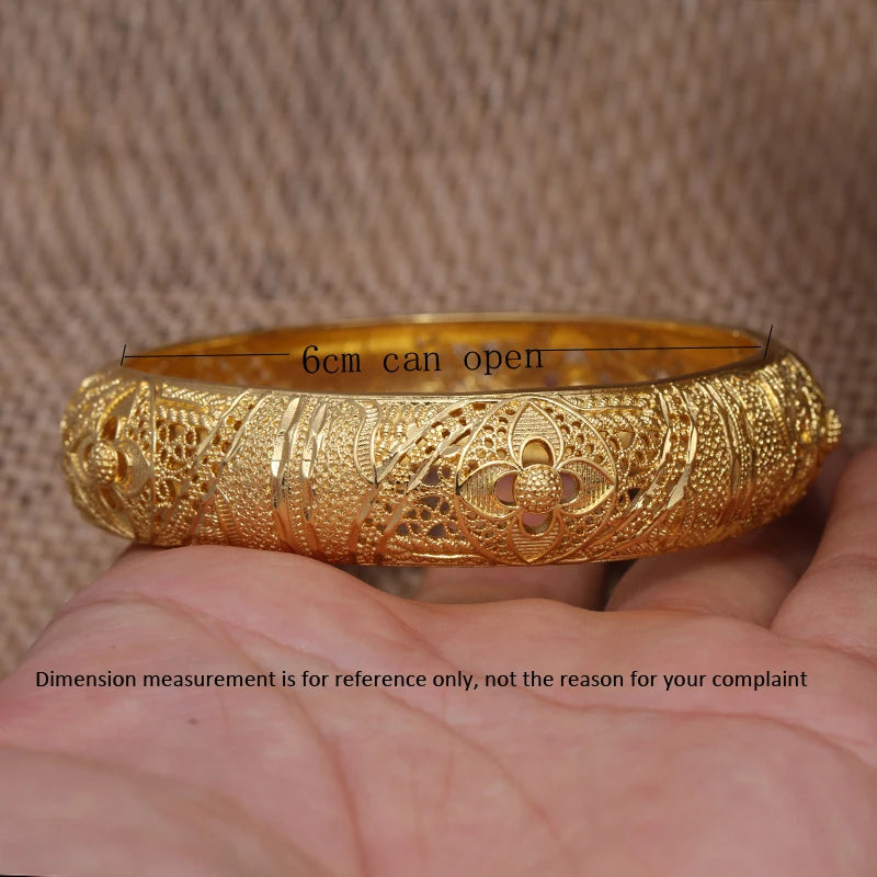 annayoyo Gold Color Bangle Set — Elegant Flower Design Jewelry for Women