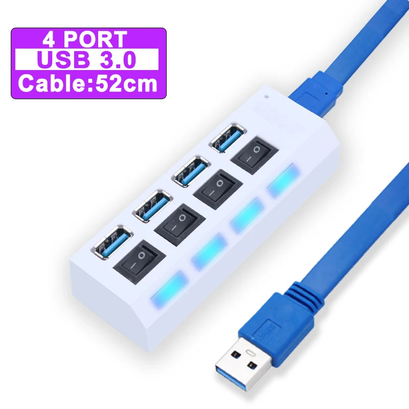 YUANRURU USB Hub Splitter — High-Speed Multi-Port Expander for PC