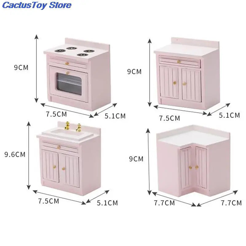 MYPANDA 1:12 Scale Wooden Dollhouse Kitchen Set — Miniature Sink and Cabinet Furniture