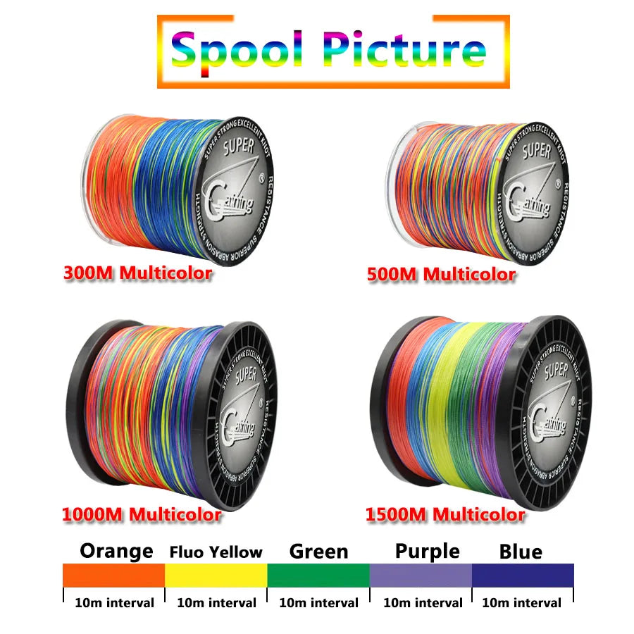 Gaining Braided Fishing Line — Strong Multicolor PE Braid