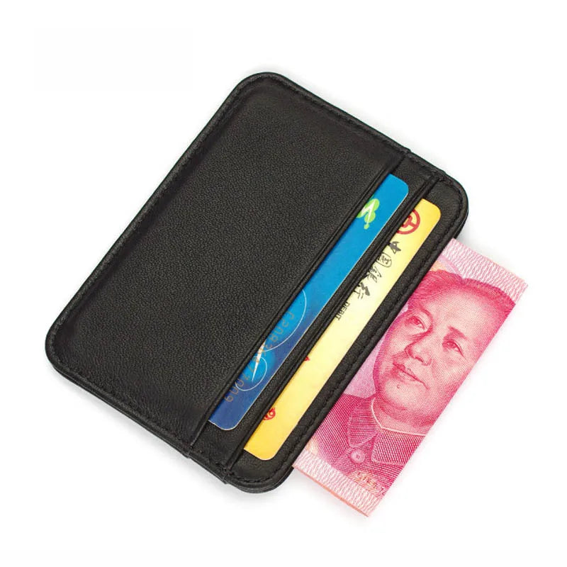 Slim Sheepskin Genuine Leather Wallet — Minimalist Card & ID Holder