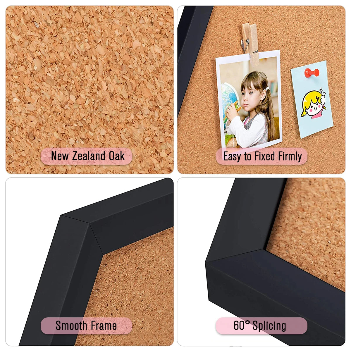XD-TOPQC Hexagon Cork Board — Decorative Wooden Frame Bulletin Board