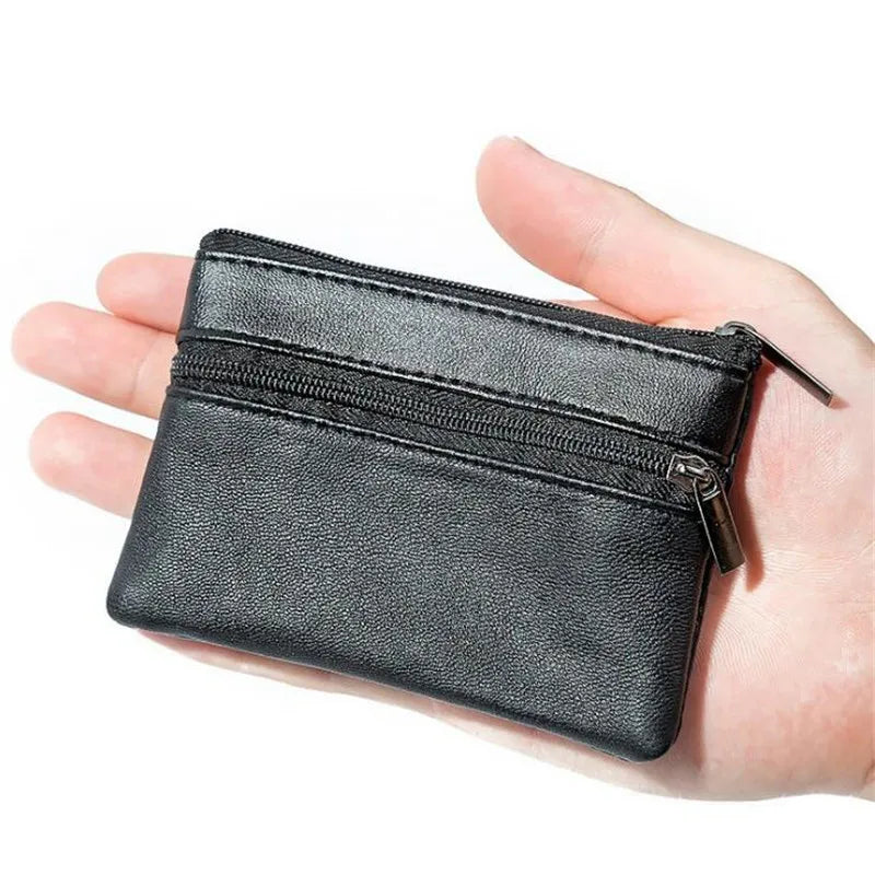 JZIMUSE Compact Leather Coin Purse — Small Zippered Money Pouch & Key Holder