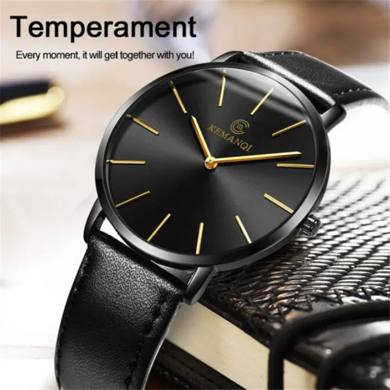 JBAILI Luxury Business Men's Watch — Ultra Thin Gold Quartz Wristwatch