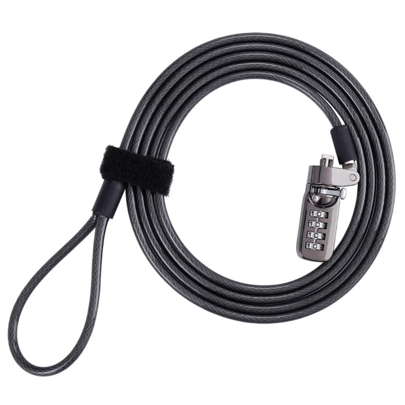 Anti-Theft Cable Lock — Secure Digital Equipment Protector, Black