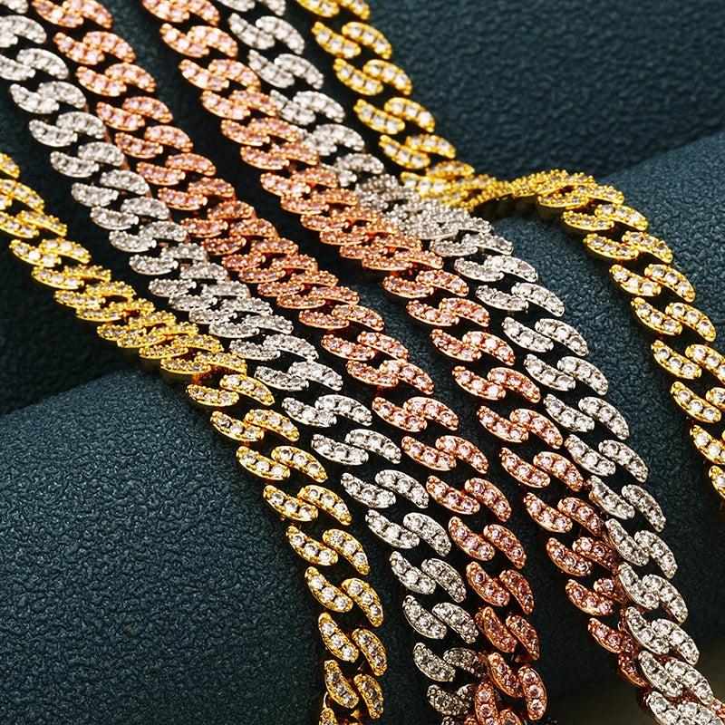 ICEOUTBOX Iced Out Cuban Link Chain — Bling Rhinestone Hip Hop Jewelry