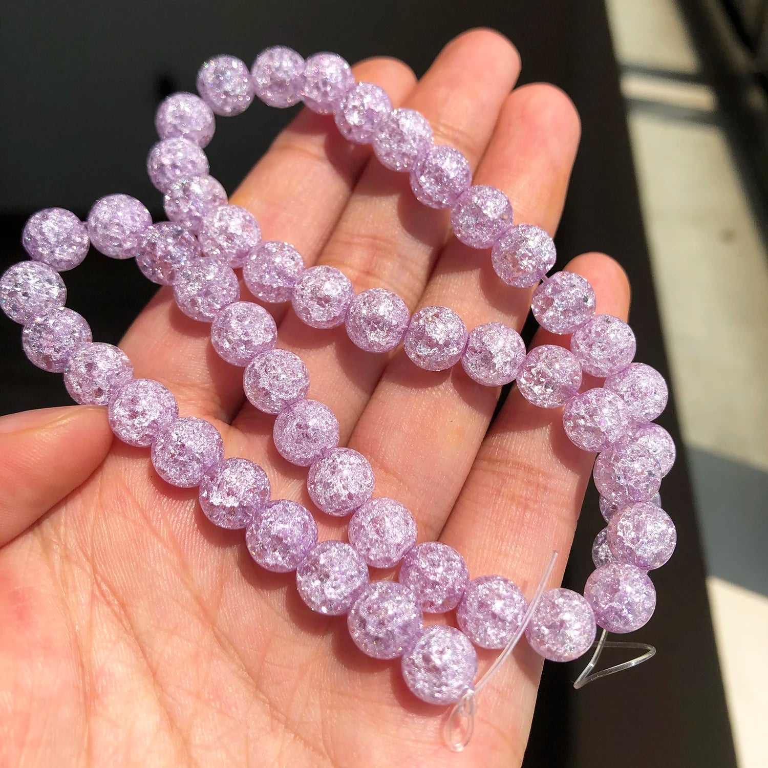 White Cracked Crystal Beads — Round Loose Spacer Beads for DIY Jewelry