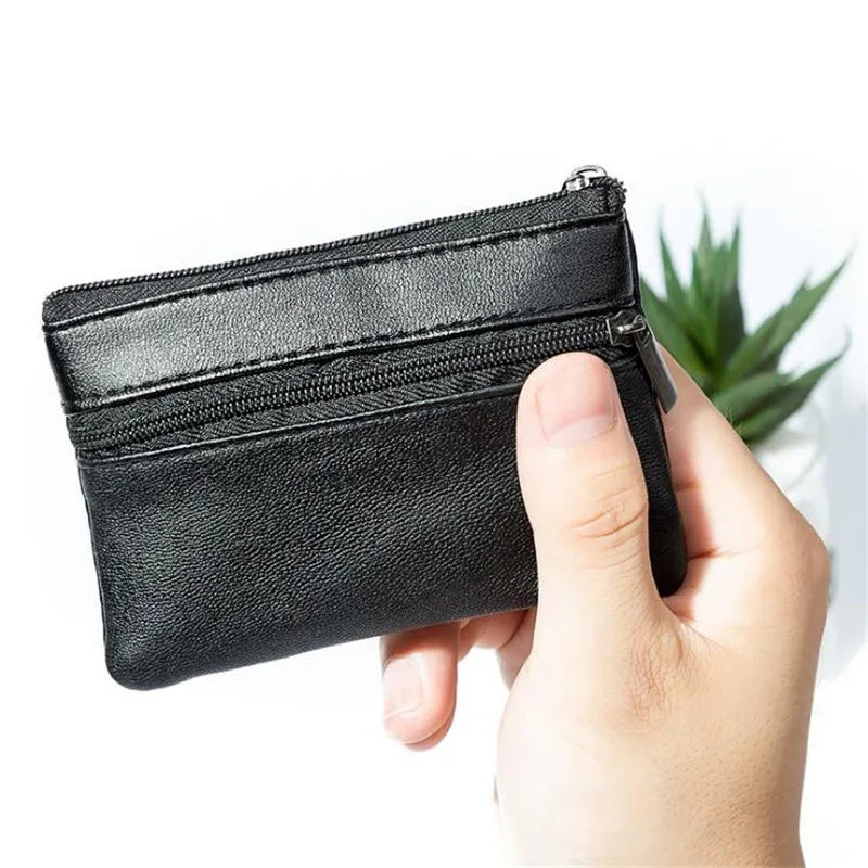 Black PU Leather Mini Wallet — Compact Multi-Function Coin Purse & Card Holder