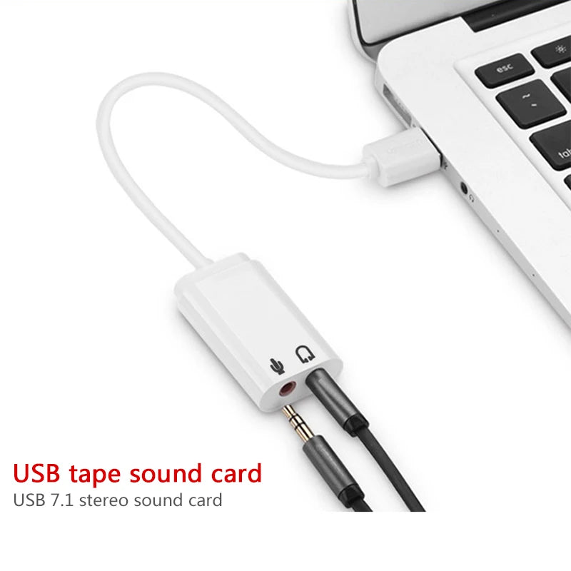 WYMECT USB Sound Card — Virtual 7.1 3D Audio Adapter for PC & Laptop