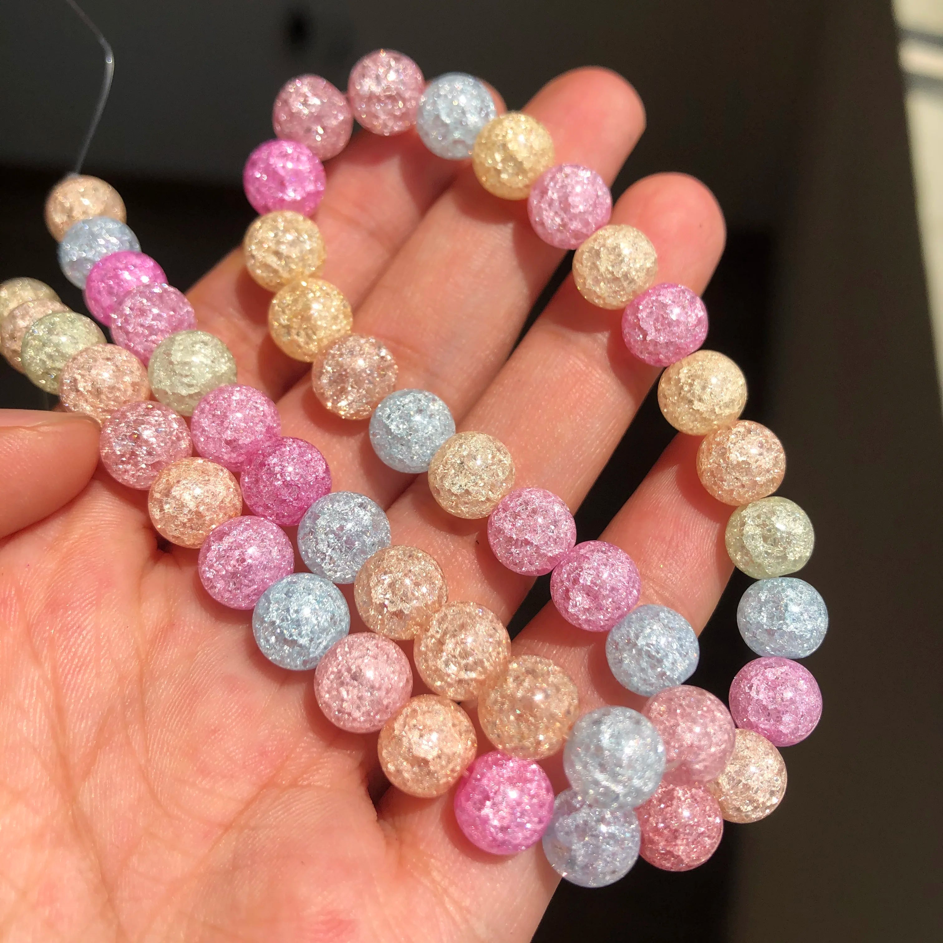 White Cracked Crystal Beads — Round Loose Spacer Beads for DIY Jewelry