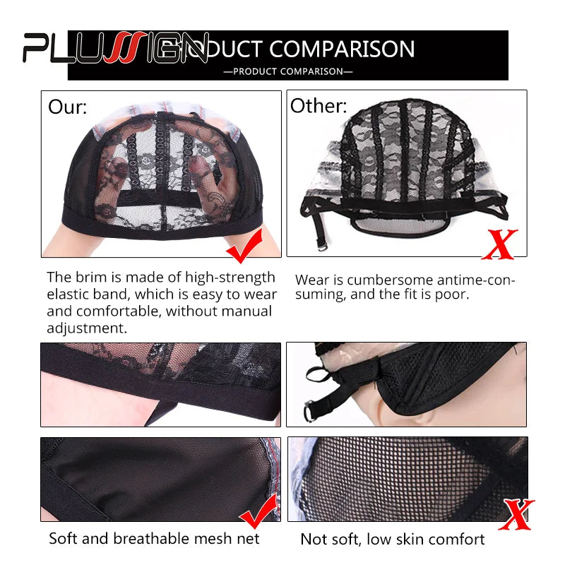 plussign Wig Net Cap Set — Breathable Mesh Weaving Cap with Hair Combs