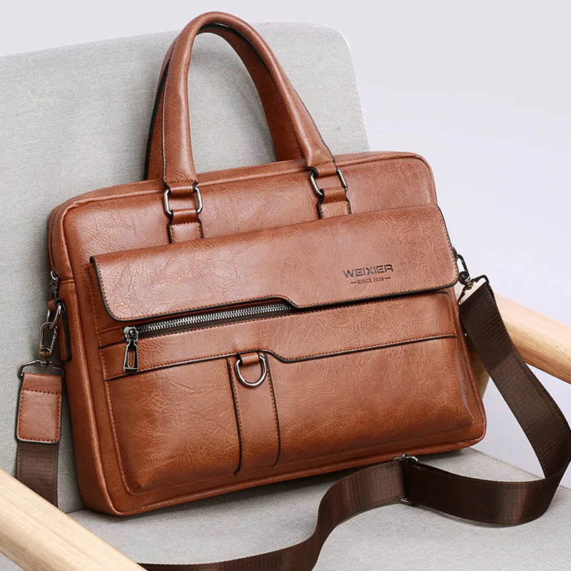 Bestform Men's PU Leather Briefcase — Professional Business Messenger Bag