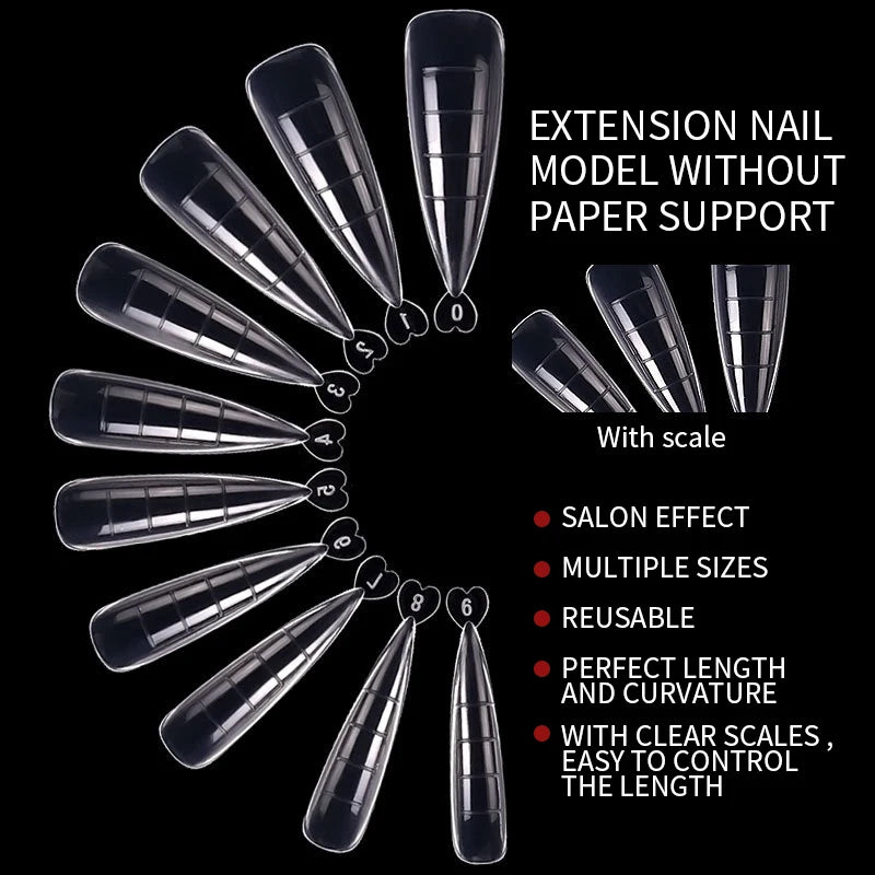 NICOLE DIARY Full Cover Nail Extension Tips — Clear Sculpted Gel Molds