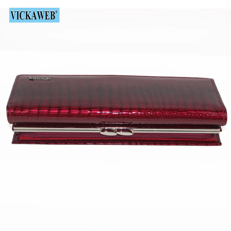 VICKAWEB Genuine Leather Alligator Pattern Wallet — Long Multifunctional Clutch