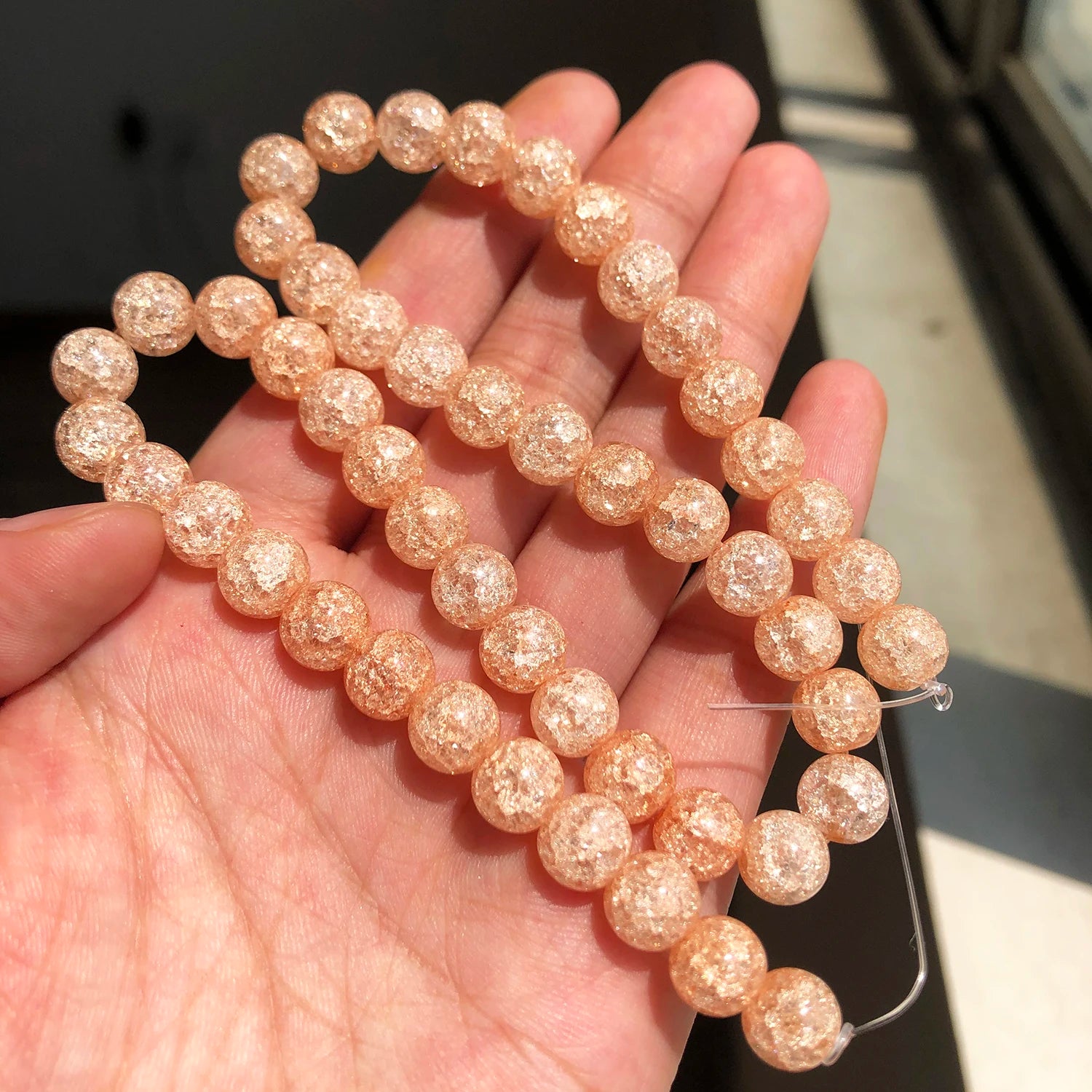 White Cracked Crystal Beads — Round Loose Spacer Beads for DIY Jewelry